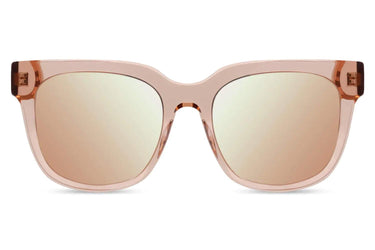 Klassiska solglasögon i rosa acetat med rosa spegelglas